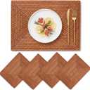 4 Pack Rectangular Rattan Placemats, Natural Woven 19 X 14 Inch
