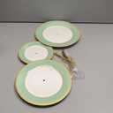 CHENGU 3 Tier Cupcake Stand Green Ceramic with Gold Frame, 10" 9" 7" Dessert Tower for Baby Shower Birthday Wedding Tea Party, Tiered Cake Holder Display for Cupcakes Pastries Fruits