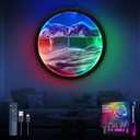 KOKBNR 17.6'' Moving Sand Art Liquid Motion Picture Rechargeable Battery Operated Wall Sconce 360 Rotate Color Changing Lamp Led Wall Art Sand Relaxing Craft For Bedroom Living Room Office Wall Decor (17.6 inch, Purple)