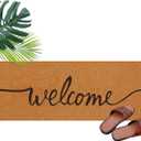 Long Doormat 48''x16'' Front Door Mat for Entrance Inside Outdoor Large Decorative Door Rug Welcome Mat for Outside Home Entry(Welcome,Yellow)