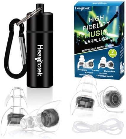Hearprotek Concert Ear Plugs, 2Pairs Reusable high Fidelity Musician Ear Plugs for Concerts Loud Music-Noise Reduction Ear Protection earplugs for Rave,Festival,Music,Tinnitus Relief