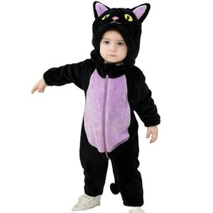 Dcohmch Toddler Baby Black Cat Costume Cute Hooded Jumpsuit Zipper Snowsuit Infant Boy Girl Warm Winter Clothes 0-3T (Black, 3-4 t)
