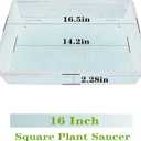 NIMYAU Square Plant Saucer 16 Inch 2 Pack 10 14 16 18 20 Plant Trays for Pots Heavy Duty Plastic Plant Saucers for Indoors Outdoors, Flower Pot No Holes Plant Drip Trays