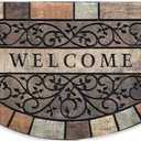 Entrance Floor Mat Indoor Outdoor Doormat, Door Rugs for Entryway, Front Entrance Welcome Mat, Semicircle Door Mat,Machine Washable Low-Profile for Entrances, Garages, Patios, High Traffic Areas (2' x 3' (Semicircular))