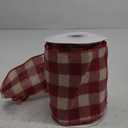 10 Yards Burgundy and Ivory Buffalo Plaid Burlap Ribbon 4 Inch Wired Edge Farmhouse Decor Tartan Check Pattern Ribbon for Big Bow,Fall Wreath,Gift Wrapping,Crafts(Burgundy/Ivory)
