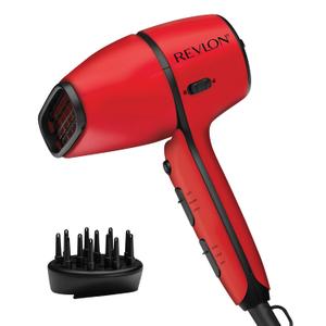 REVLON Airflow Control Hair Dryer with Diffuser - 1875W Blow Dryer Head Rotates 90 for Total Control, Wider Head for Less Drying Time, Reduces Frizz (Red)
