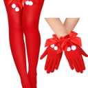 Red Women Christmas Stockings And Gloves Fishnet Lingerie