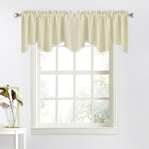 NICETOWN Blackout Valance Curtains, Farmhouse Short Kitchen Curtain Valances Rod Pocket Window Curtains Topper Tiers for Bedroom/Living Room/Basement(2 Panels, 52x18 Inches, Light Beige)