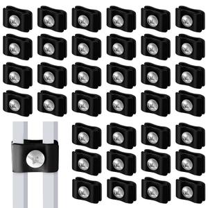 Therwen 100 Pcs Black Gridwall Wire Grid Panel Connector with Screws Metal Joining Clip Accessories for Wall Grid Panels