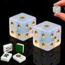 2PCS Natural Gemstone Mahjong Dice, 16mm Crystal D6 Dice Set Stone Dice for Games, Accessories, Tabletop Board Games, Casino Games, Craps, DIY Crafts（Sodalite）