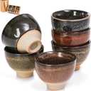 Eorbow 6 Pack 2oz Ceramic Tea Sake Cups, Handcrafted Chinese Kungfu Tea Cup, Japanese Sake Cup Set, Small Tea Cup for Soju Shot, Matcha, Saki, Asian Tea Accessories, 6 Colors