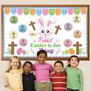 2 x Easter Cross Bulletin Board Set Easter Christian Bunny Bulletin Board Decorations Spring Jesus Paper Cutouts with Name Tags for Classroom Sunday School Church Decor