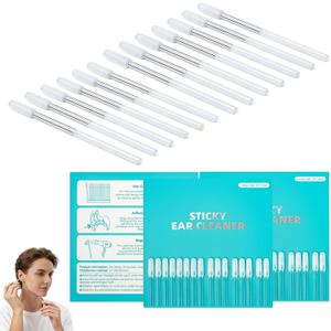 3 Box Sticky Ear Cleaning Sticks Adhesive Ear Cleaner with Soft Rubber Tip, Gently Lifts Wax Without Pushing, Visible Cleaning Effect, Portable Ear Care Kit with Dust Cover