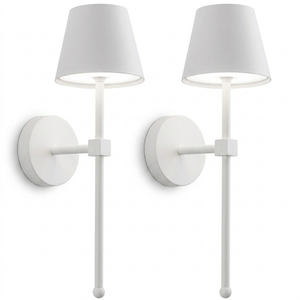 KDG Cordless Wall Sconces Set of 2, Wireless 5200mAh Rechargeable Battery LED Wall Lamps, Wall Lightings for Wall Painting, Outdoor, Garden, Bedside, Hallway, Gifts, Night Light (White )