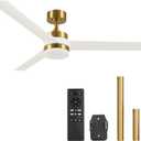 VONLUCE Ceiling Fans with Lights, 52 Inch Ceiling Fan and Remote, with 3 Blades 6-Speeds Noiseless Reversible DC Motor, Modern Ceiling Fan for Farmhouse Bedroom Patio Indoor Outdoor, White Gold
