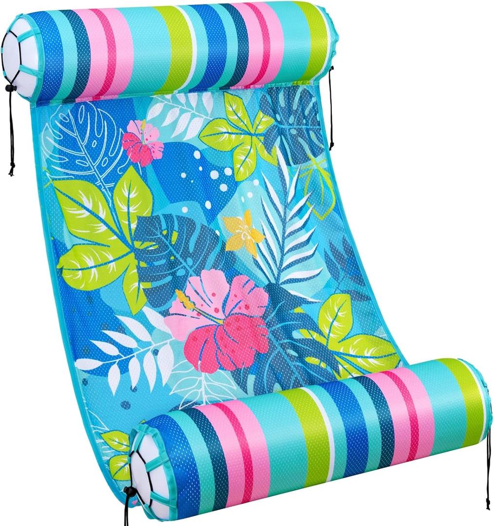 WERNNSAI Pool Floats for Adults - Inflatable Water Hammock Fabric Mesh Pool Rafts Portable Multi-Purpose 4-in-1 Floating Swimming Hammock Lounge Chair Drifter for Summer Beach Party