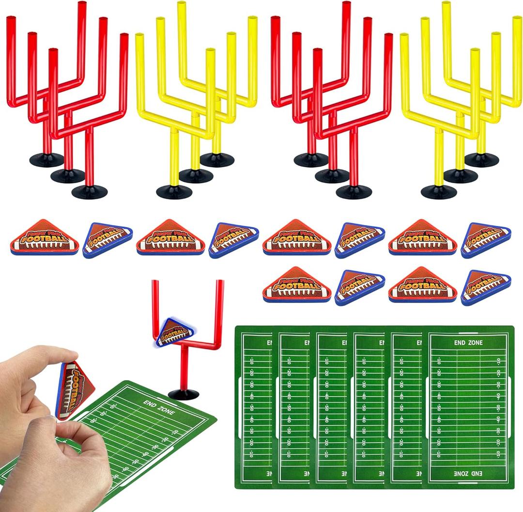 30 PCS Colors Mini Flick Football Games Mini Table Top Sports Games with Foam Footballs Goal Post and Cards Finger Toys Office Indoor Football Sports Party Favors Office Desk Toys Red Yellow