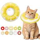 LIEVUIKEN Cat Cone Collar Soft, Adjustable Cat Recovery Cone to Stop Licking, Cute Kitten Donut Collar After Surgery, Elizabethan Collars for Kittens, Lightweight Cats Neck Cones (Lemon, Medium)