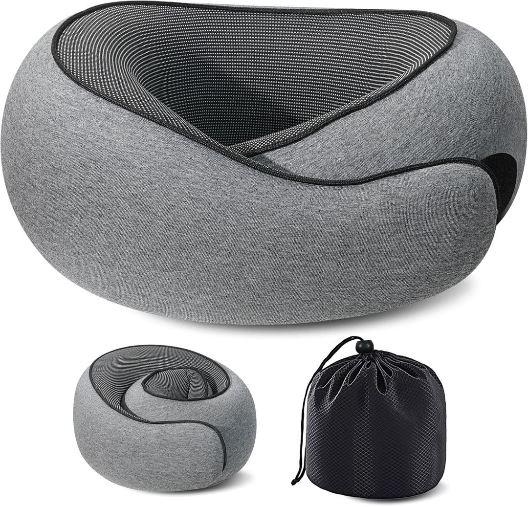 Neck Travel Pillow for Airplanes, Memory Foam Pillows for Travel Long Flight, Comfortable & Portable Neck Airplane Pillow Designed for Travel, Airport, Trains, Car Driving, Office