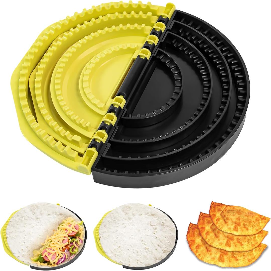 Tortilla Sealer, 4-in-1 Crimp it Tortilla Crimper, Adjustable Quesadilla Crimper for 6"/8"/10" Wraps, Flip Wrap Tortilla Maker for Taco, Sandwich, Burritos (4-in-1)