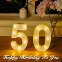 2 x Led Light Up Numbers, 50th Birthday Decorations, Marquee Numbers Lights, Battery Powered Light Up Sign for 50 Decor Party (White)