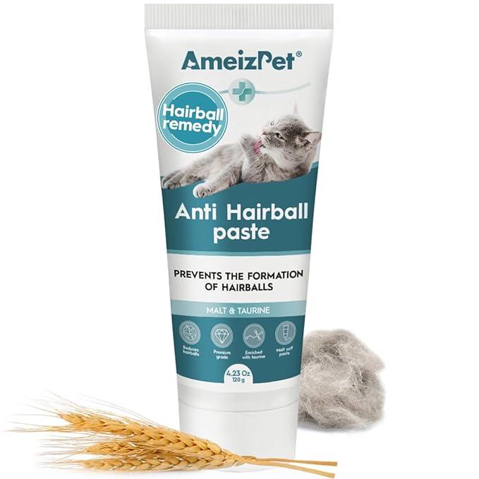 Hairball Remedy for Cats, Anti-Hairball Malt Paste for Pet Fur, Treatment for Long & Short Fur Cats, 4.23 Oz (120g)