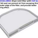 5231EL1001C Lint Filter Replacement for LG and Kenmore Dryers, Ultra Durable Lint Screen Trap, Rim with Felt Seal, Filter Size 12.2 * 10.6 * 1.5 inch (31.1 * 27.0 * 3.8 cm)