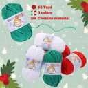 6 Pack Chunky Chenille Yarn for Hand Knitting and Crocheting DIY Handmade Christmas Crafts Gift Santa African American Party Decoration Kwanzaa Decoration, Red Green White