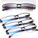LUFF 4PCS Anti-Blu-Ray Reading Glasses Uv400,Sun Readers With Spring Hinges(1.0X)