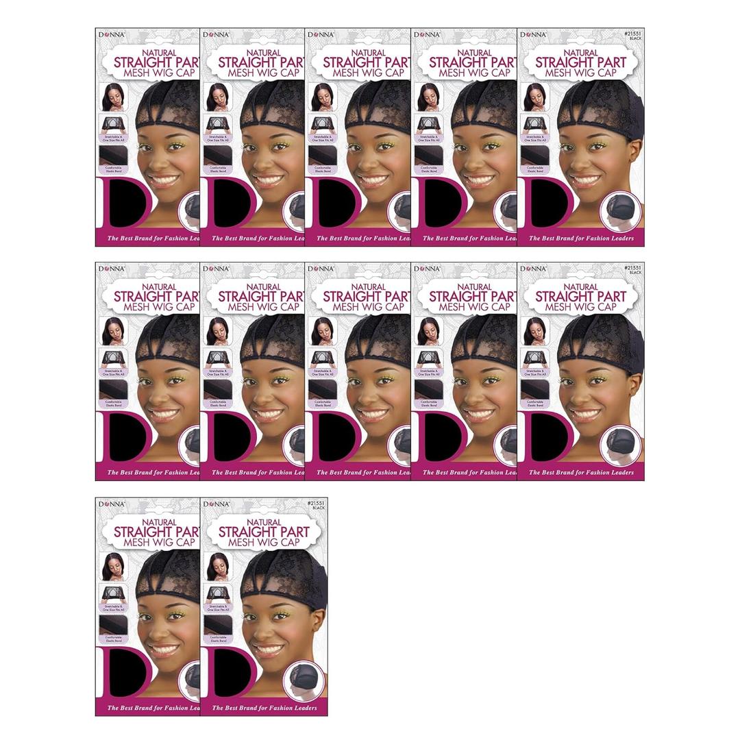 DONNA Straight Part Mesh Wig Cap | Wig Cap for Women or Men | Black Mesh Cap for Sew-Ins & U Part Wigs (DZ)