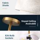 15.7 inch Modern Ceiling Light, Double Fabric Ceiling Lamp, 3 Light Gold Semi-Flush Mount Ceiling Lights, Round Ceiling Light Fixture for Bedroom, Kitchen, Dining Room, HallwayLiving Room
