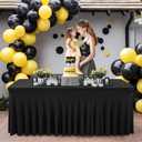 PARTISKY Black Spandex Tablecloth for 6ft Rectangle Tables, Stretchable Table Cover Skirt for Folding Tables Weddings Parties Banquets Events Trade Shows and Dessert Table (72" x 30", Rectangular)