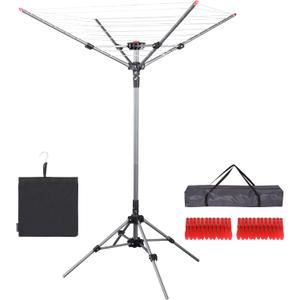 STO STO Portable Umbrella Clothesline, 82 Feet Rotary Drying Rack with Adjustable Height, Freestanding Laundry Line for Backyard, Patio, Balcony & Camping, Easy Setup with Carry Bag, No Tools Required