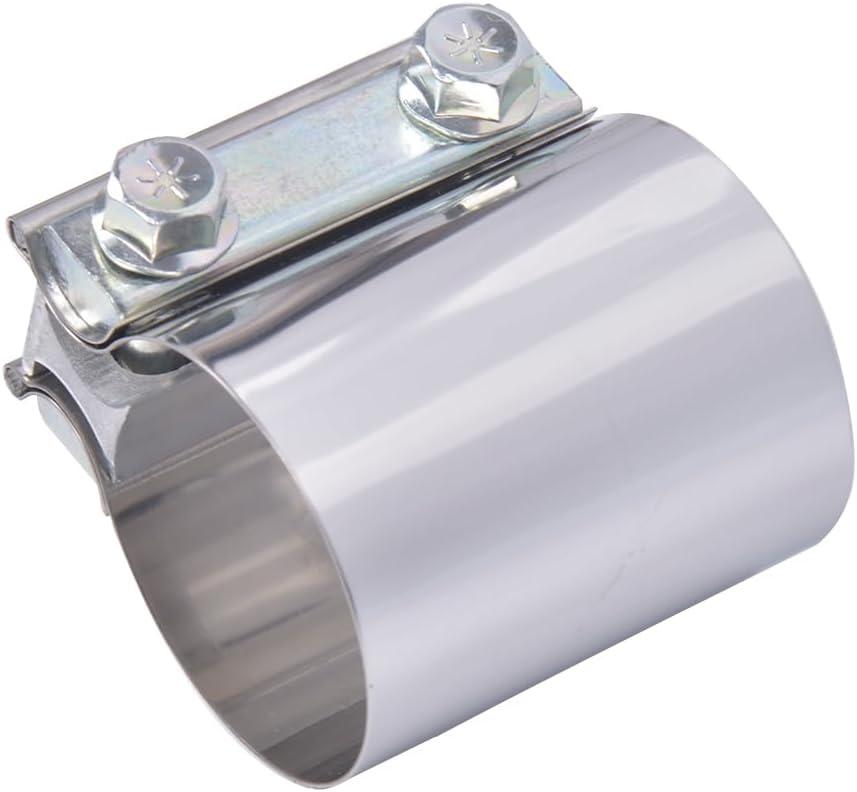ID 2 Inch Butt Joint Exhaust Band Clamp-Stainless Steel Sleeve Coupler-fits OD 2" Exhaust Pipes Mufflers
