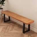 31.5in Light Brown Solid Wood Bench with Sturdy Metal Legs - Versatile Dining/Entryway Bench for Living Room, Home Office & Dining Room