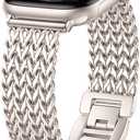 Metal Band Compatible with Apple Watch Bands for Women 40mm 41mm 42mm 38mm 44mm 45mm 46mm 49mm, Dressy Stainless Steel Link Bracelet, Designer Strap for iWatch Series 11/SE/10/9/8/7/6/5/4/3/2/1/Ultra