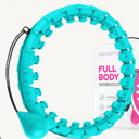 Weighted Hoop for Adults Weight Loss，Infinity Weighted Hoop Plus Size with Sweat Belt，Fitness Hoop Waist Trainers for Women At Home Workout Equipment (Vigorous Cyan)
