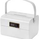 SUMERUZ Mini Safebox with Lock - Money Safe and Cash Lock Box for Kids, Small Metal Security Safe for Cash, Jewelry and Valuables, Portable Storage Organizer (White) 