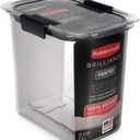 Rubbermaid Brilliance 12-Cup Airtight Food Storage Container, Perfect for Pantry Staples, Clear/Grey