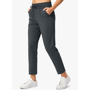 Soothfeel Women's Pants with 4 Pockets 7/8 Stretch High Waisted Sweatpants Travel Athletic Work Golf Pants for Women L