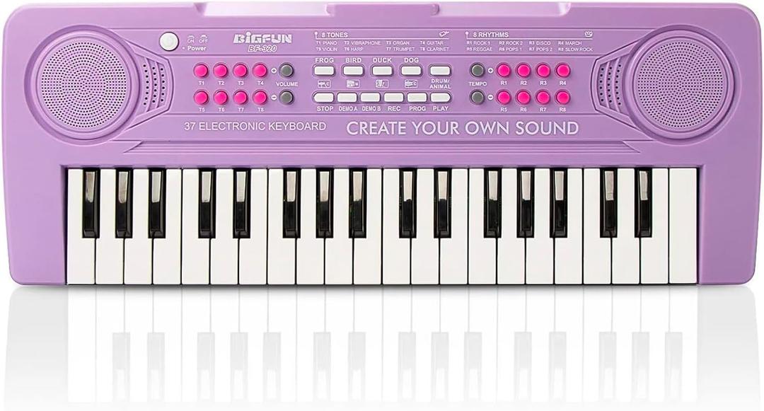Keyboard Piano for Kids, BIGFUN 37 Keys Toddler Piano Multifunction Music Educational Instrument Toy, Electronic Kids Keyboard for 3-7 Year Old Girls and Boys (Purple)