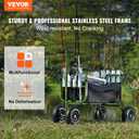 VEVOR Fishing Cart, 300 lbs Load Capacity, Foldable Fish and Marine Cart with Four 11" Big Wheels Rubber Balloon Tires, Heavy-Duty Steel Pier Wagon Trolley with 8 Rod Holders for Picnic