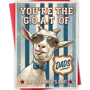 3 x Funny Fathers Day Card Gift for Dad,Youre the GOAT of Dads,Retro Vintage Style Happy Fathers Day Decoration from Son Daughter Kid Wife