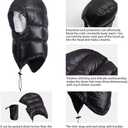 Winter Warm Ultralight Down Hood Waterproof Sleeping Bag Outdoor Camping Windproof Down Cap Hat with Storage Bag (Gray, L)