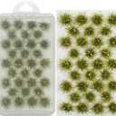 Woohome 32 PCS Miniature Grass Cluster, Tender Green Static Grass Tuft Model Vegetation Groups Static Grass Tufts for DIY Model Train Landscape Railroad Scenery Grass Tufts Flower (Style 7)