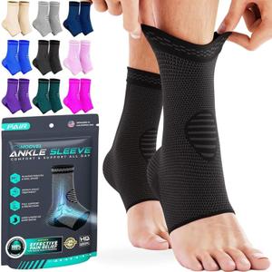 Modvel Foot & Ankle Brace Socks for Sprained Ankle Compression Sleeve - Ankle Support for Women & Men - Tendonitis & Arthritis Ankle Brace Sports Running, Torn Ligaments & Women S Black Small