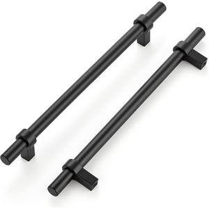 Home Expert 15 Pack Cabinet Handles 7-1/2 Inch Black Cabinet Pulls Matte Black Kitchen Cabinet Handles Drawer Pulls with Square Base Kitchen Cabinet Hardware 10 Inch Overall Length