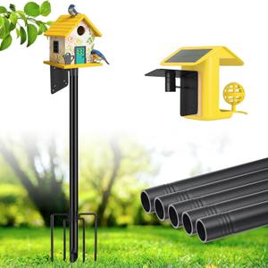 Bird House Stand - 103" Adjustable Bluebird House Pole Outdoor,5-Prong Windproof Stake,with Mounting Bracket - Heavy Duty 1'' Bird Feeder Pole Tall Post for Bluebird House,Bird Buddy,Weather Station