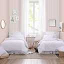 Laura Ashley- Twin Comforter, Reversible Bedding Set with Matching Sham, Dorm Essentials (Eyelet Ruffle White)