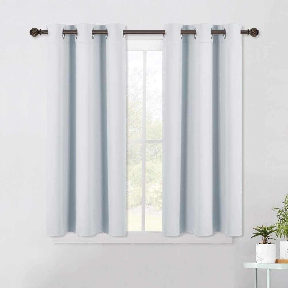NICETOWN Room Darkening Draperies Curtains Panels, Window Treatment Thermal Insulated Grommet Room Darkening Curtains/Drapes for Bedroom (2 Panels, 42 by 45, Platinum-Greyish White)